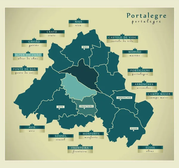 Mapa Moderno Portalegre — Vector de stock