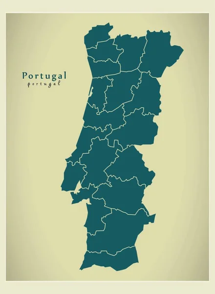 Modern Map Portugal Districts — Stock Vector