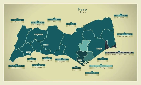 Współczesna Mapa Faro — Wektor stockowy