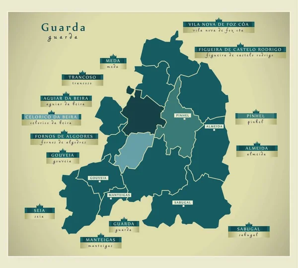 Współczesna Mapa Guarda — Wektor stockowy
