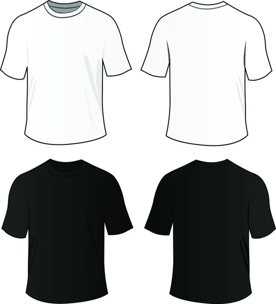 Vector Illustration Black White Blank Tee Shirts — Stock Vector