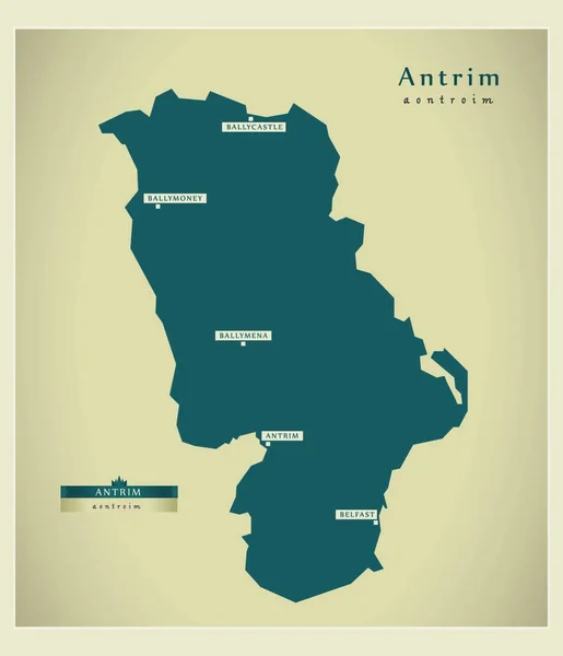 Mapa Moderno Antrim —  Vetores de Stock