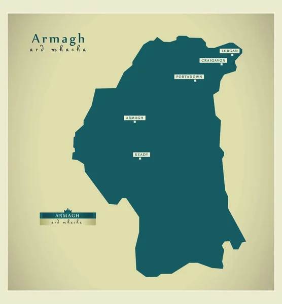 Mapa Moderno Armagh —  Vetores de Stock