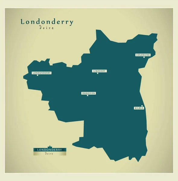 Mapa Moderno Londonderry —  Vetores de Stock