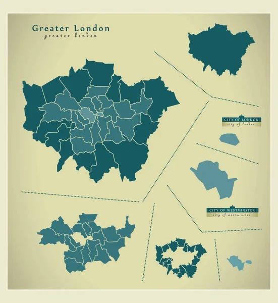 Moderní Mapa Větší Londýn — Stockový vektor
