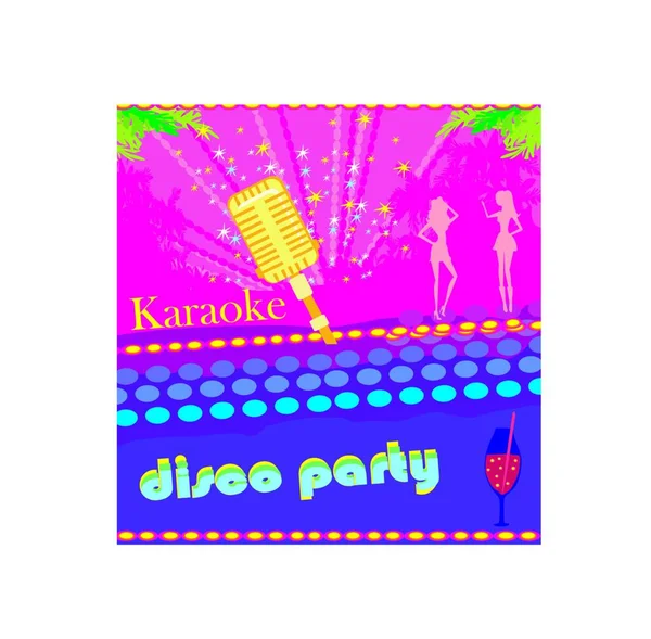Noite Karaoke Ilustração Abstrata Microfone Dançarinos — Vetor de Stock