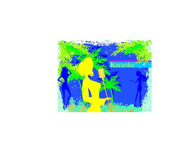 Soirée Karaoké Illustration Abstraite Avec Microphone Chanteur — Image vectorielle