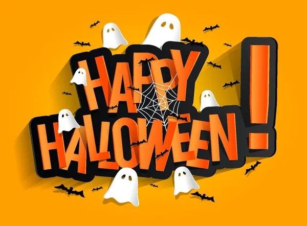 Happy Halloween Card Design Elements Background Vector Illustration — Stock Vector
