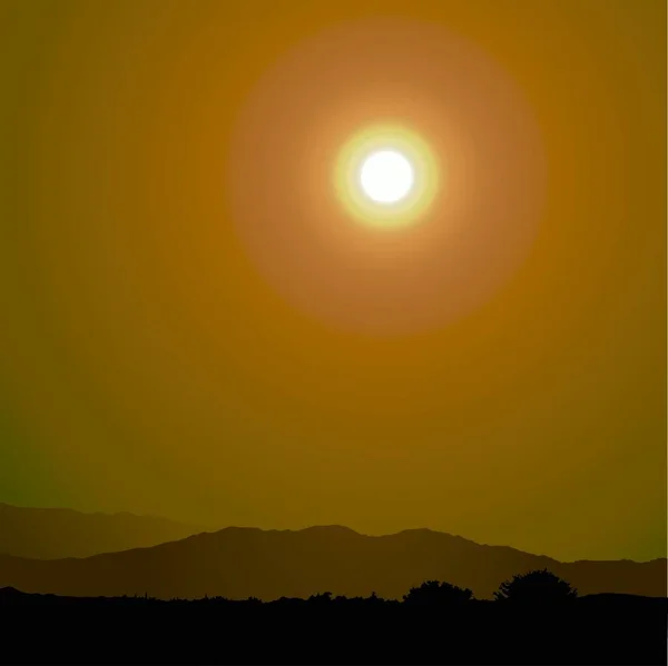 Sonnenuntergang Und Berge Farbige Hintergrundillustration Vektor — Stockvektor