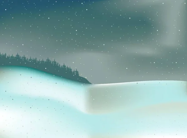 Vinterlandskap Och Skog Färgad Illustration Vektor — Stock vektor