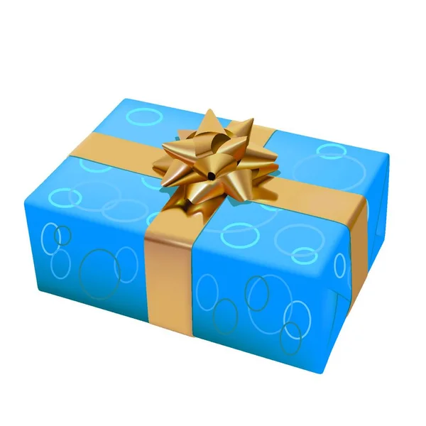 Blauw Kerstcadeau Gekleurde Illustratie Vector — Stockvector