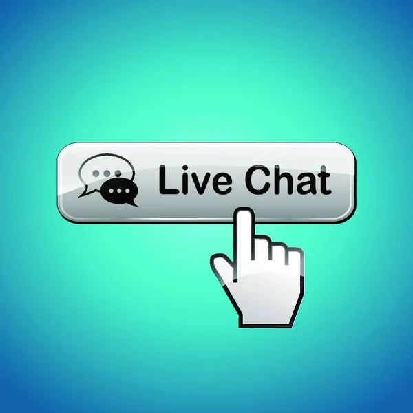 Illustration Live Chat Button Blue Background — Stock Vector