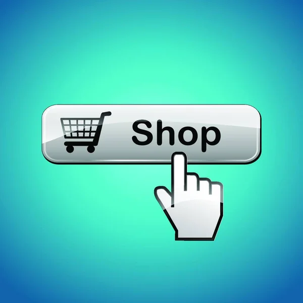 Illustration Shop Web Button Blue Background — Stock Vector