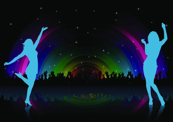 Rainbow Dance Party Ilustração Fundo Vetor — Vetor de Stock