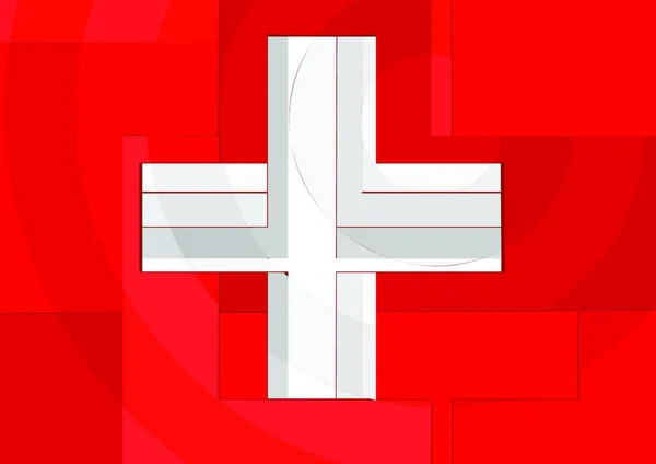 Bandera Suiza Bandera Suiza Abstracta Diferentes Colores Planos — Vector de stock