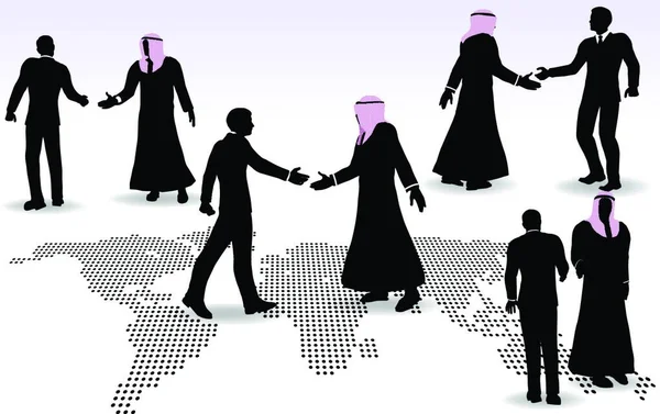 Geschäftstätigkeit Nahen Osten Händedruck Auf Geschäftsvereinbarung — Stockvektor