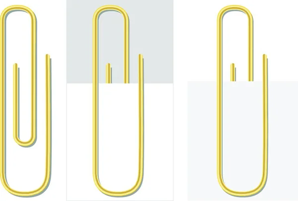 Gradient Mesh Vector Paper Clip Arany Színű Fehér — Stock Vector