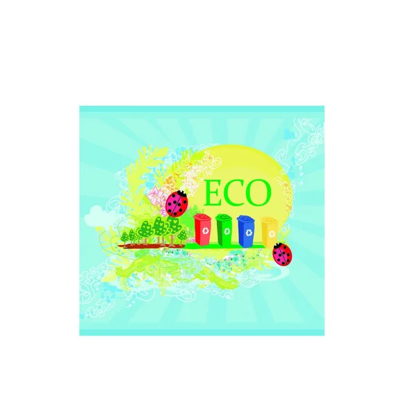 Projeto Cartão Ecologia Segregação Lixo —  Vetores de Stock