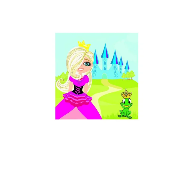Princesse Grenouille Dans Couronne — Image vectorielle