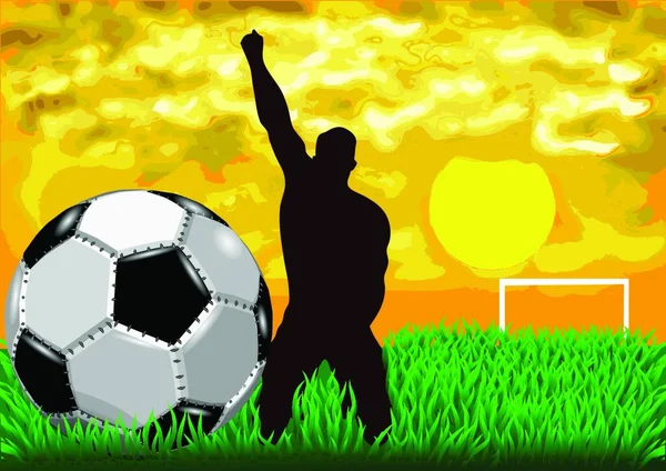 Football Silhouette Sportif Sur Terrain Football — Image vectorielle