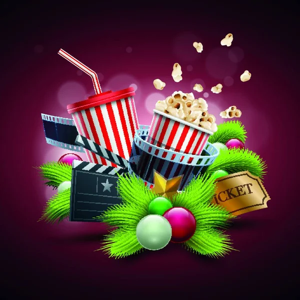 Plantilla Diseño Conceptos Cine Navideño — Vector de stock