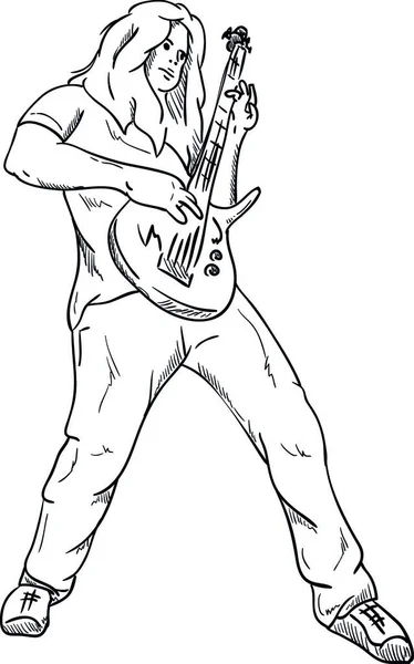 摇滚吉他手 背景中的等高线 — 图库矢量图片