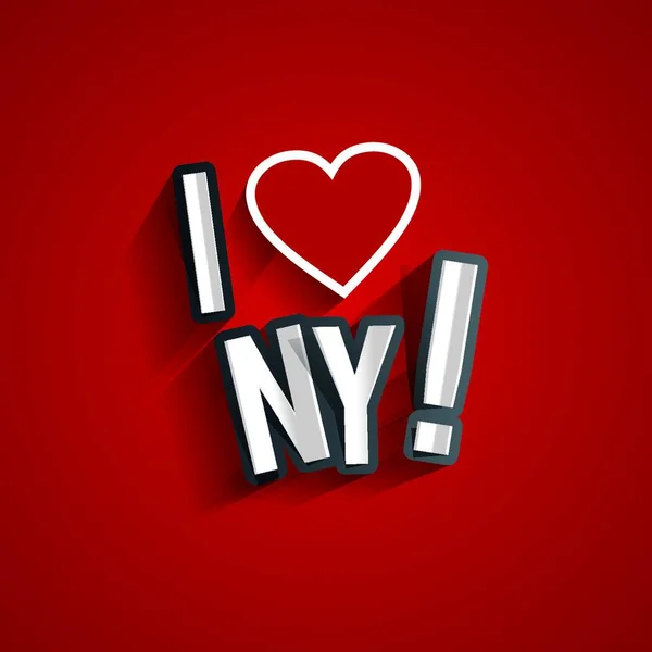 Amo Design Nova York Ilustração Vetorial Fundo Vermelho — Vetor de Stock