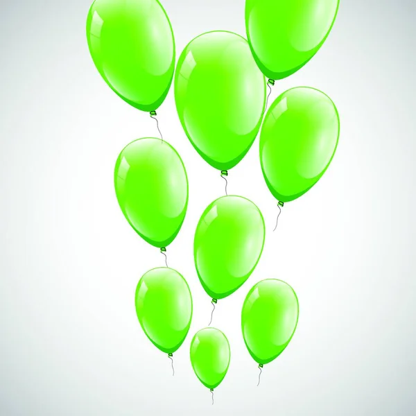 Balões Verdes Com Fundo Branco Vetor Estoque — Vetor de Stock