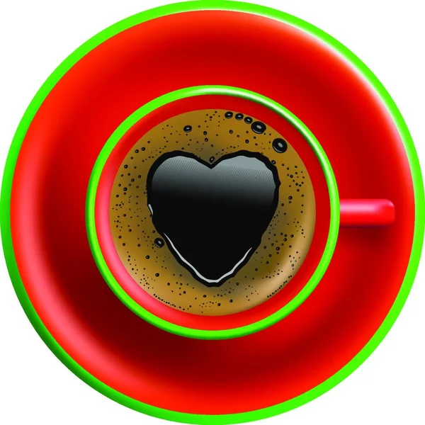 Illustrazione Concettuale Vettoriale Tazza Caffè Schiuma Caffè Forma Cuore — Vettoriale Stock