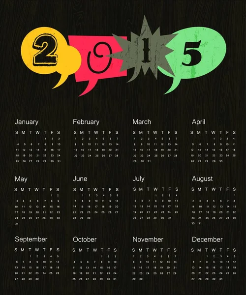 Jahrgangskalender 2015 Vektor — Stockvektor