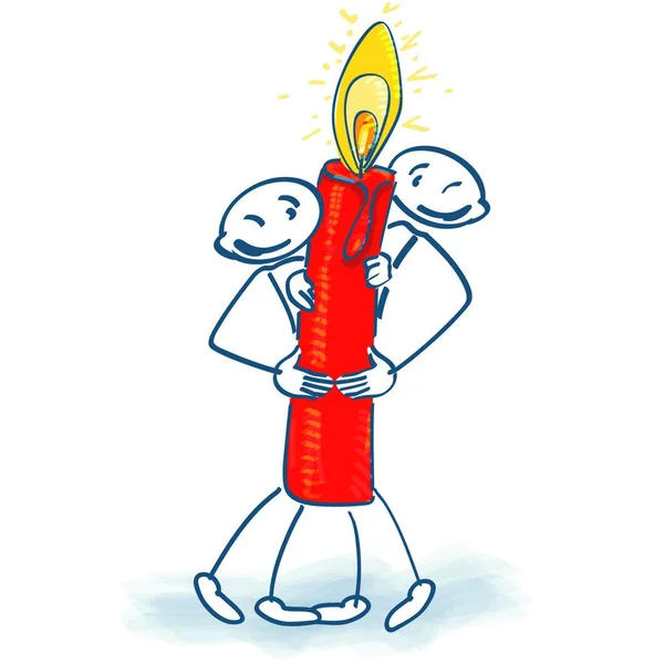 Figure Bâton Avec Bougie Noël — Image vectorielle