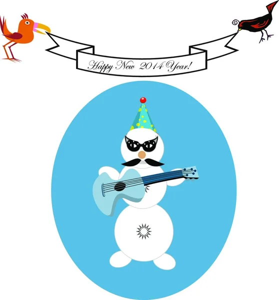 Illustration Vectorielle Une Carte Noël Avec Oiseau — Image vectorielle