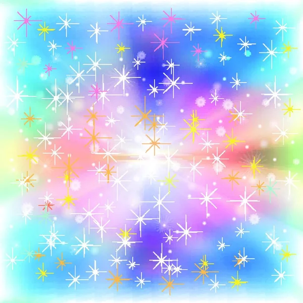 雪の結晶と星の抽象的な明るい青のクリスマスの背景 — ストックベクタ