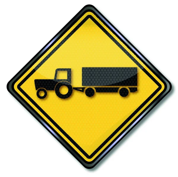 Schild Mit Traktor Mit Anhänger — Stockvektor