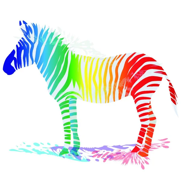 Zebra Barevnými Pruhy — Stockový vektor