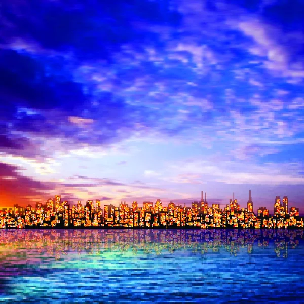 Abstraktní Příroda Blue Sky Pozadí Panorama Města Mraky — Stockový vektor