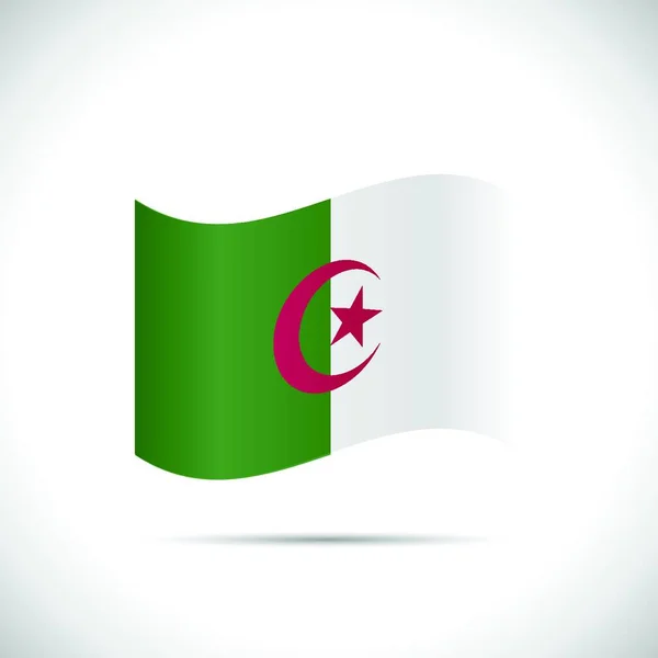 Ilustrace Vlajky Alžírska Izolovaných Bílém Pozadí — Stockový vektor
