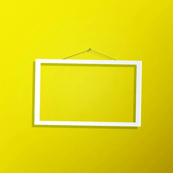 Illustratie Van Een Hangend Wit Frame Een Kleurrijke Gele Achtergrond — Stockvector
