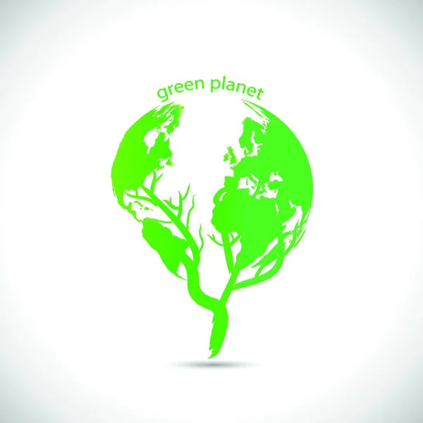 孤立在白色背景上的绿色星球设计的插图 — 图库矢量图片