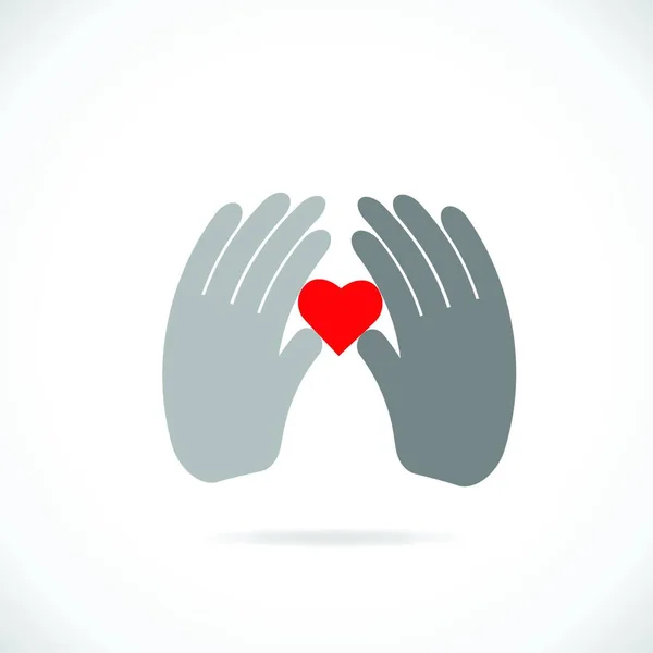 Ilustração Mãos Segurando Coração Isolado Fundo Branco — Vetor de Stock