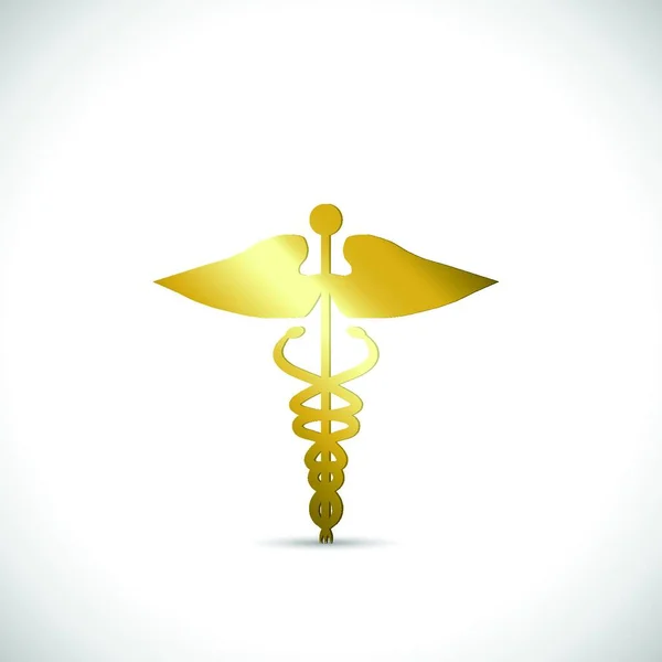 Ilustração Símbolo Médico Dourado Isolado Sobre Fundo Branco —  Vetores de Stock