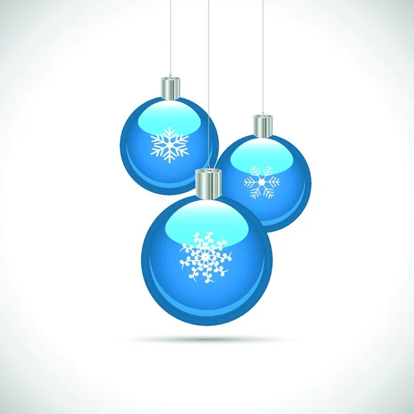 Beyaz Arka Planda Izole Edilmiş Mavi Noel Süsleri Tasviri — Stok Vektör