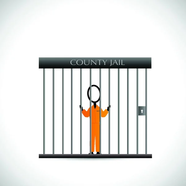 Illustration Eines Gefangenen Innerhalb Eines Gefängnisses Isoliert Auf Weißem Hintergrund — Stockvektor