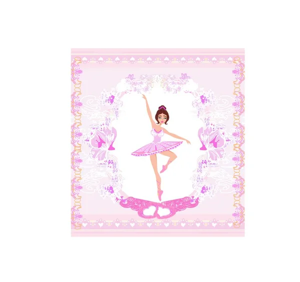 Vacker Ballerina Abstrakt Kort Med Rosa Smycken — Stock vektor