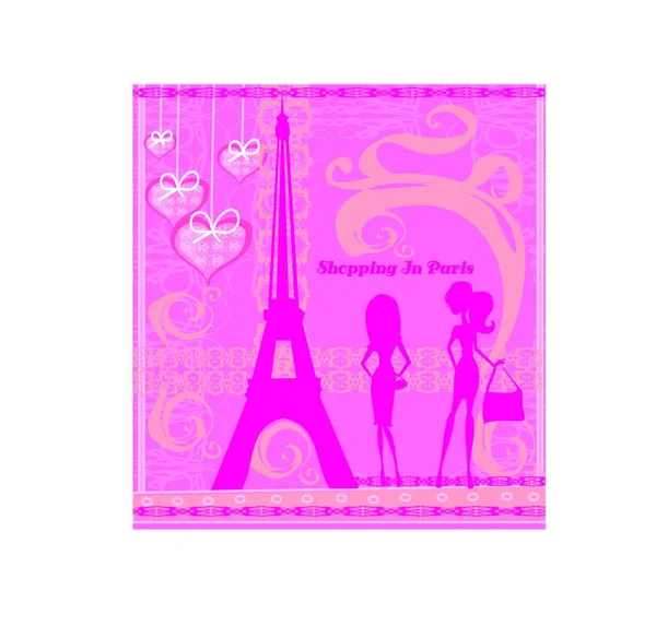 Winkelen Parijs Prachtige Roze Abstracte Kaart — Stockvector