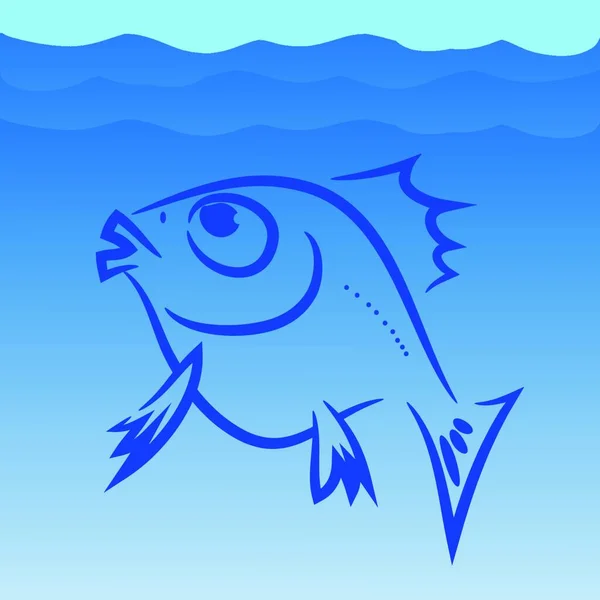 水の背景に魚のイラスト — ストックベクタ