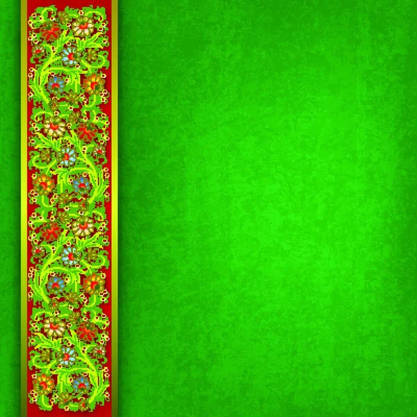 Αφηρημένη Άνοιξη Floral Στολίδι Κόκκινο Φόντο Grunge Πράσινο — Διανυσματικό Αρχείο