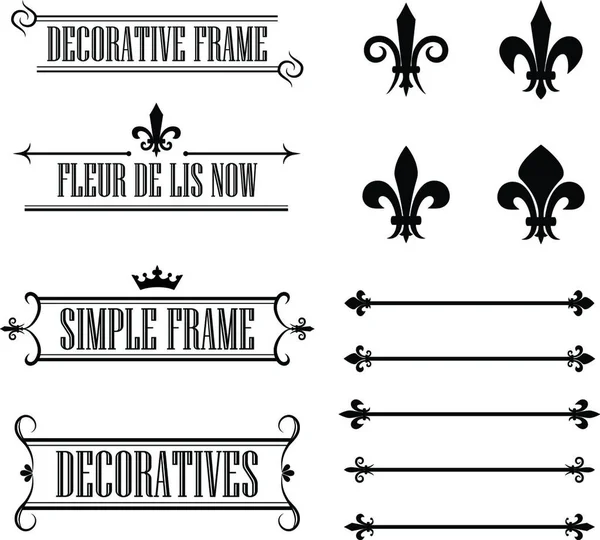 Set Elementi Design Calligrafici Fioriscono Fleur Lis Deviders Cornici Bordi — Vettoriale Stock