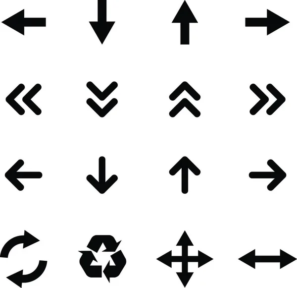 Sammlung Von Pfeilen Flache Schwarze Symbole — Stockvektor