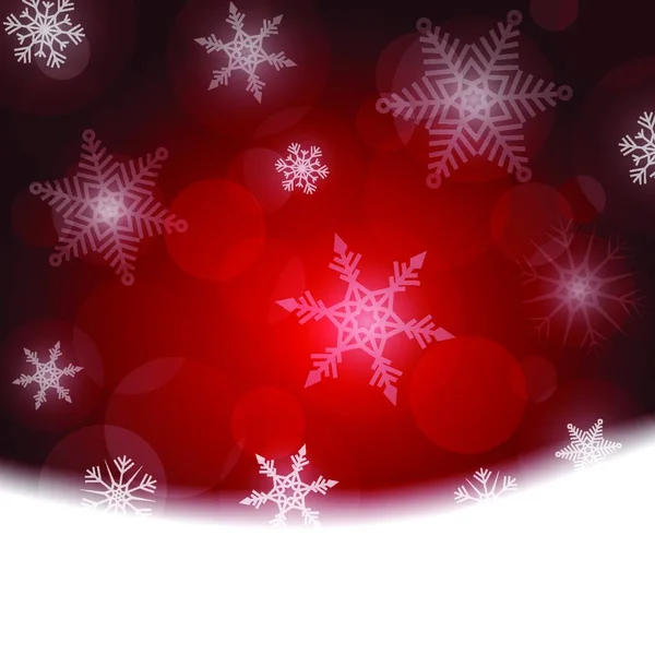 Fondo Navidad Rojo Con Copos Nieve Blancos — Vector de stock